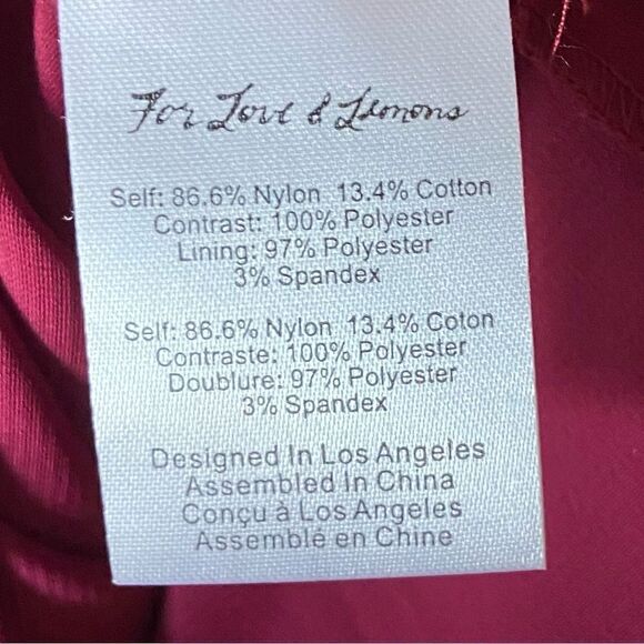 For Love and Lemons Daphne Midi Wine Red Dress  Lace Blouse Sheer Size XS - Picture 12 of 13